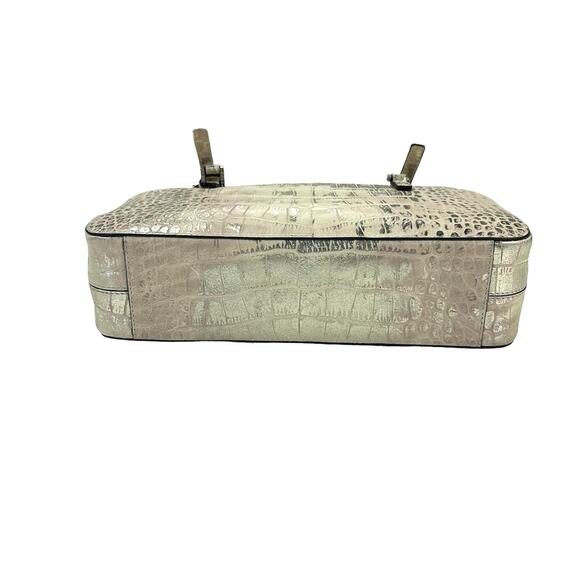 Adrienne Vittadini Metallic Gold Silver Rhinestone Buckle Double Handle Handbag - Picture 5 of 8